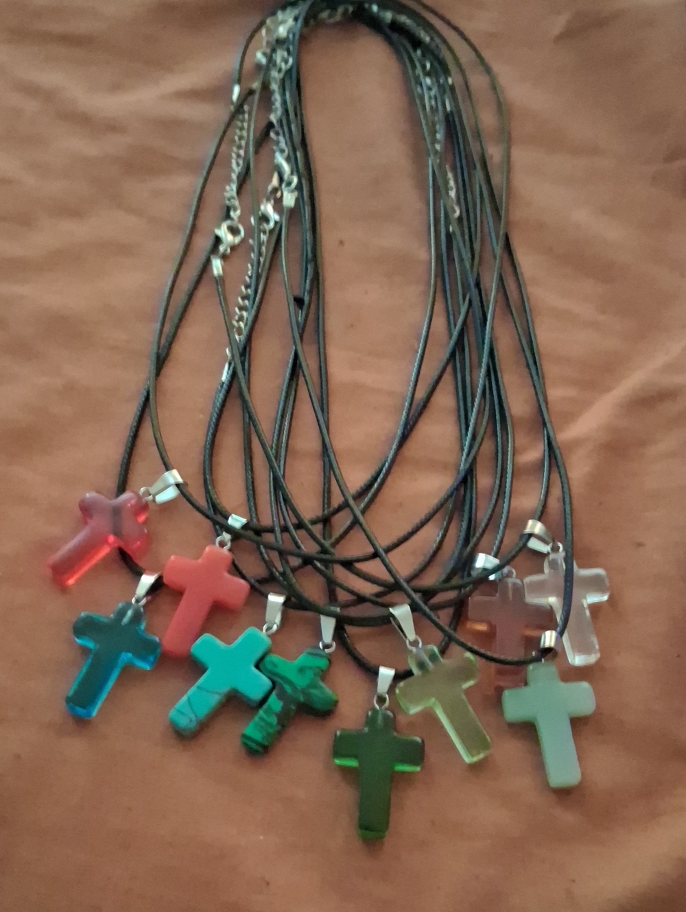 Multi-Color Cross Pendant Necklace Set - Glass Cross !!!!!! Sold Individually.
